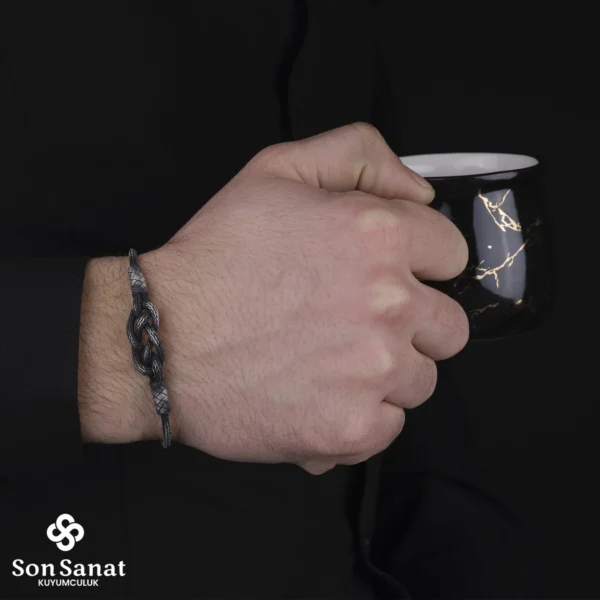 Kazaziye Örgü Bileklik Çift Düğüm Modeli