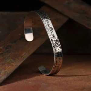 Kuf-i Hat Yazılı Gümüş Kelepçe Bileklik Modeli