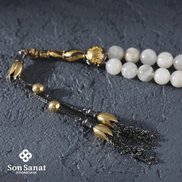 Kuvars Taşı Gümüş Tesbih