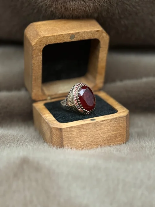 image_1950-1243.webp Kırmızı Paraiba Taşlı 925 Ayar Gümüş Erkek Yüzüğü