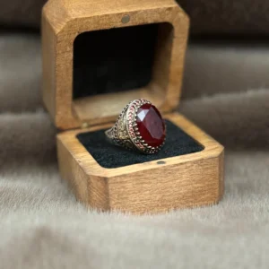 Kırmızı Paraiba Taşlı 925 Ayar Gümüş Erkek Yüzüğü