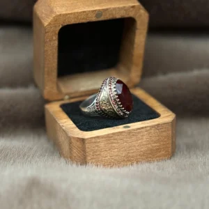 Kırmızı Paraiba Taşlı 925 Ayar Gümüş Erkek Yüzüğü