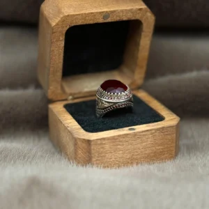 Kırmızı Paraiba Taşlı 925 Ayar Gümüş Erkek Yüzüğü