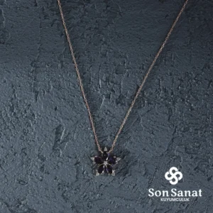 Ametist Kamelya Çiçeği Kolye