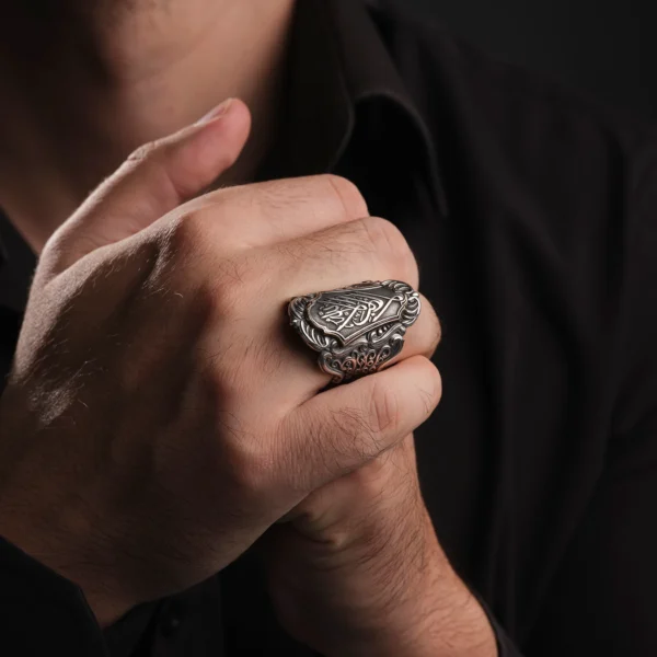 La Galibe İşlemeli 925 Ayar Büyük Zihgir Gümüş Erkek Yüzük
