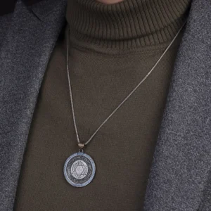 Mavi Topaz Taşlı Madalyon Kolye