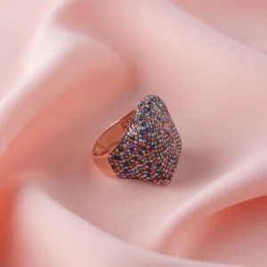Mega Kare Gökkuşağı Kadın Yüzük