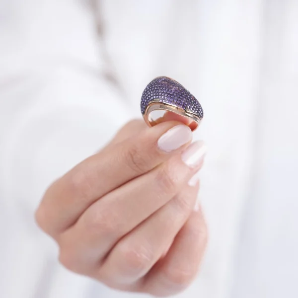 Mor Ametist Taşlı Es Kadın Yüzük Modelimiz
