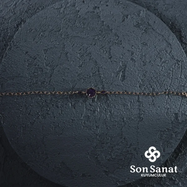 Mor Lotus Çiçeği Bileklik