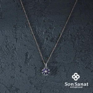 Mor Yıldız Çiçeği Kolye