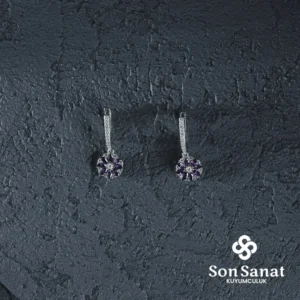 Mor Yıldız Çiçeği Küpe