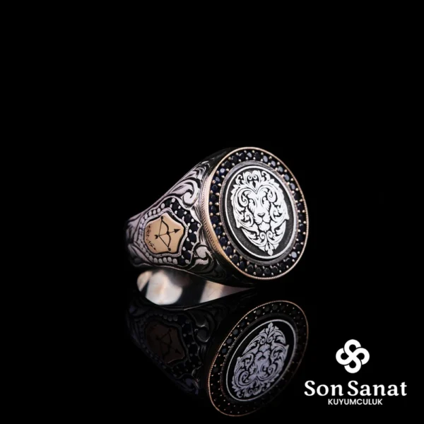 Aslan İşlemeli Yuvarlak Gravür