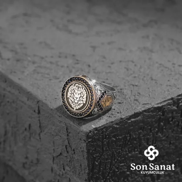 Aslan İşlemeli Yuvarlak Gravür