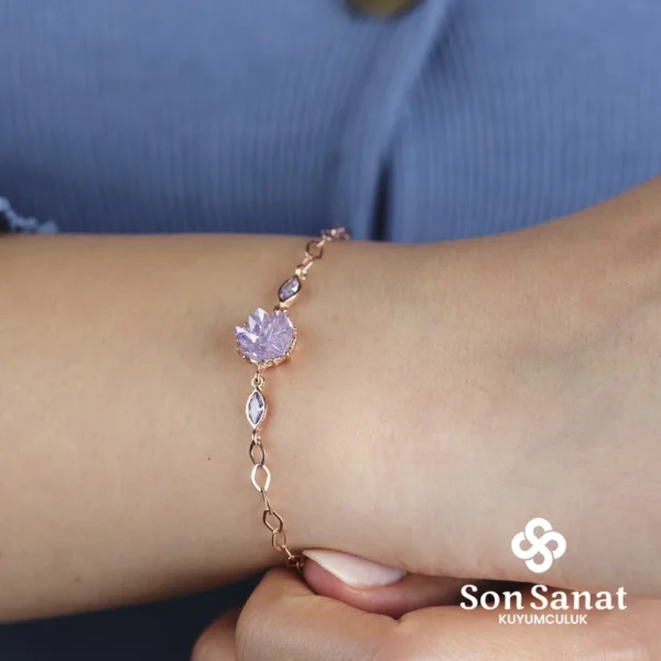 Pembe Lotus Çiçeği Bileklik