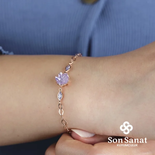 Pembe Lotus Çiçeği Bileklik