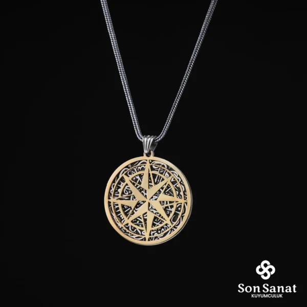 Pusula Nazar Ayeti 925 Ayar Madalyon Kolye