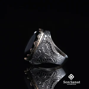 Saltanat Gravür Oniks Erkek Yüzük