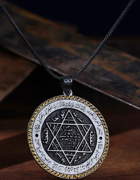 Sarı Sitrin Taşlı Madalyon Kolye