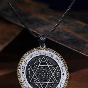 Sarı Sitrin Taşlı Madalyon Kolye