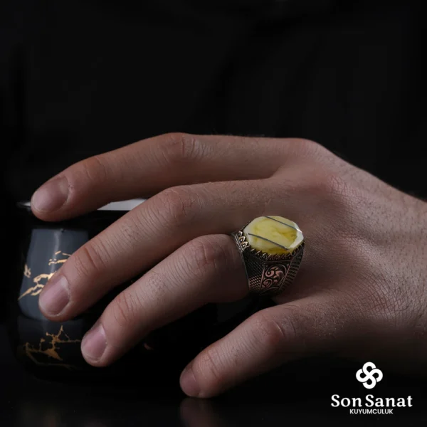 Sekizgen Damla Yarma 925 Ayar Gümüş Yüzük