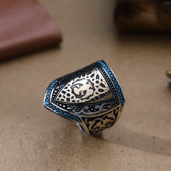 image_1950-1805.webp Selçuklu Kartalı 925 Ayar Kalkan Zihgir Gümüş Erkek Yüzük