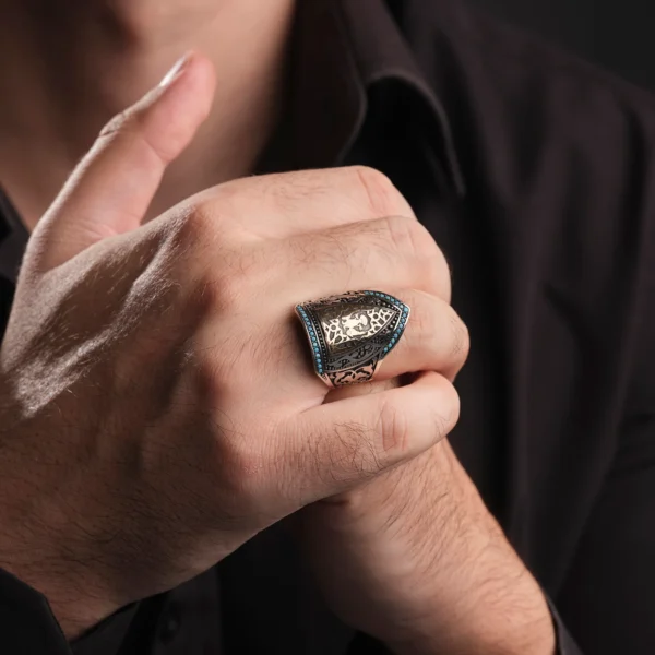 image_1950-1806.webp Selçuklu Kartalı 925 Ayar Kalkan Zihgir Gümüş Erkek Yüzük