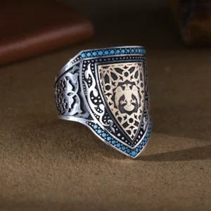 image_1950-1807.webp Selçuklu Kartalı 925 Ayar Kalkan Zihgir Gümüş Erkek Yüzük