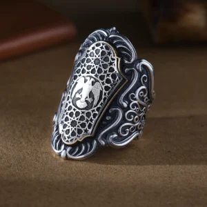 image_1950-1809.webp Selçuklu Kartalı İşlemeli 925 Ayar Büyük Zİhgir Erkek Gümüş Yüzük