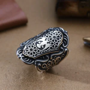 image_1950-1811.webp Selçuklu Kartalı İşlemeli 925 Ayar Büyük Zİhgir Erkek Gümüş Yüzük