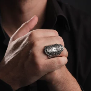 image_1950-1812.webp Selçuklu Kartalı İşlemeli 925 Ayar Büyük Zİhgir Erkek Gümüş Yüzük