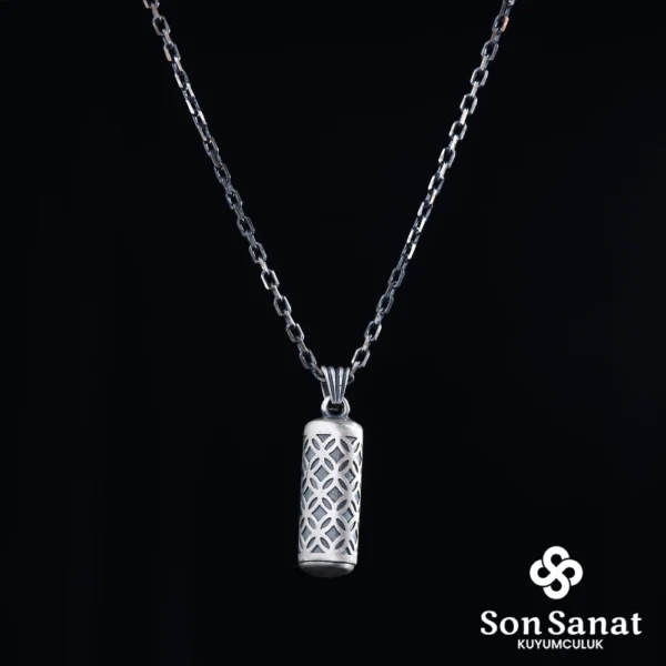 Silindir 925 Ayar Gümüş Kolye Cevşen