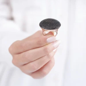 Siyah Oniks Taşlı Yuvarlak Kadın Yüzük Modelimiz