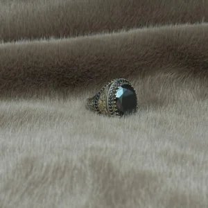 Siyah Paraiba Taşlı 925 Ayar Gümüş Erkek Yüzüğü