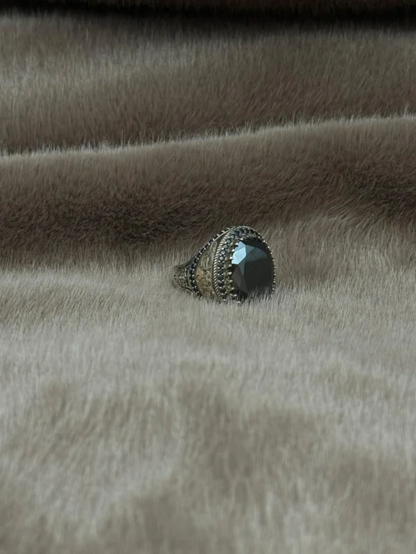 Siyah Paraiba Taşlı 925 Ayar Gümüş Erkek Yüzüğü