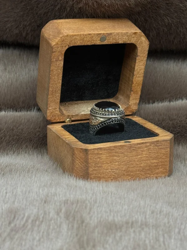 Siyah Paraiba Taşlı 925 Ayar Gümüş Erkek Yüzüğü