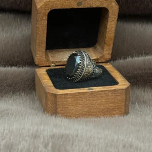 Siyah Paraiba Taşlı 925 Ayar Gümüş Erkek Yüzüğü