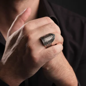 Süleyman Mührü 925 Ayar Kalkan Zihgir Gümüş Erkek Yüzük