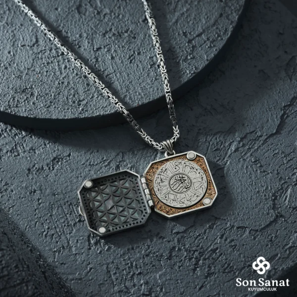 Ayyıldız Ayetel Kürsi 925 Ayar Kapaklı Madalyon Kolye