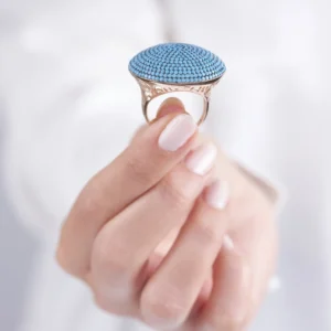 Turkuaz Firuze Taşlı Yuvarlak Kadın Yüzük Modelimiz