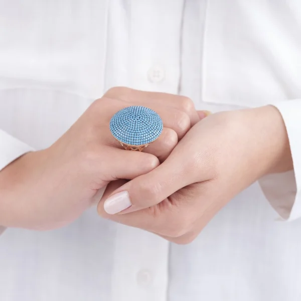 Turkuaz Firuze Taşlı Yuvarlak Kadın Yüzük Modelimiz