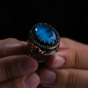 Turkuaz Paraiba Anadolu 925 Ayar Erkek Yüzük