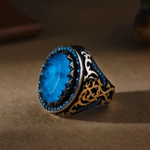 Turkuaz Paraiba Anadolu 925 Ayar Erkek Yüzük