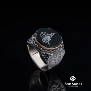 Tuğra Gravür Modeli Gümüş Erkek Yüzük Modeli