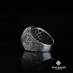 Tuğra Gravür Modeli Gümüş Erkek Yüzük Modeli
