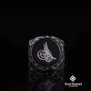 Tuğra Gravür Modeli Gümüş Erkek Yüzük Modeli