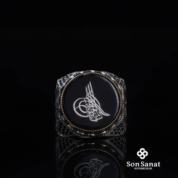 Tuğra Gravür Modeli Gümüş Erkek Yüzük Modeli