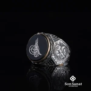 Tuğra Gravür Modeli Gümüş Erkek Yüzük Modeli