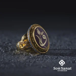 Vav Lale Desenli Bayan Yüzük Modeli