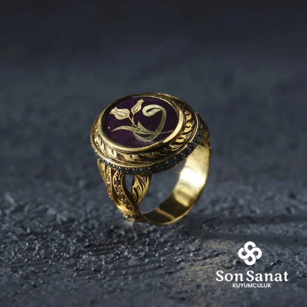 Vav Lale Desenli Bayan Yüzük Modeli