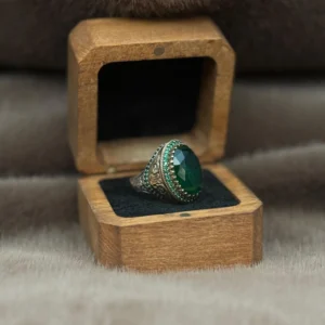 Yeşil Paraiba Taşlı 925 Ayar Gümüş Erkek Yüzüğü